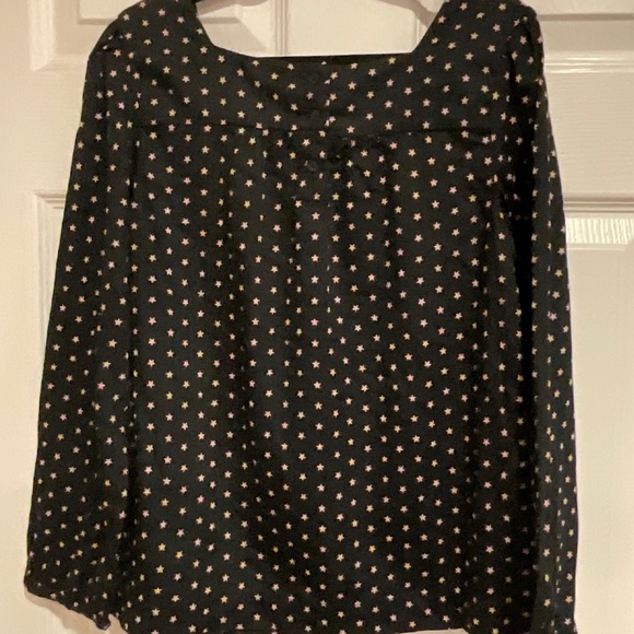Gap kids Boho blouse black with light pink star pattern. Size 8-9 - Picture 2 of 7